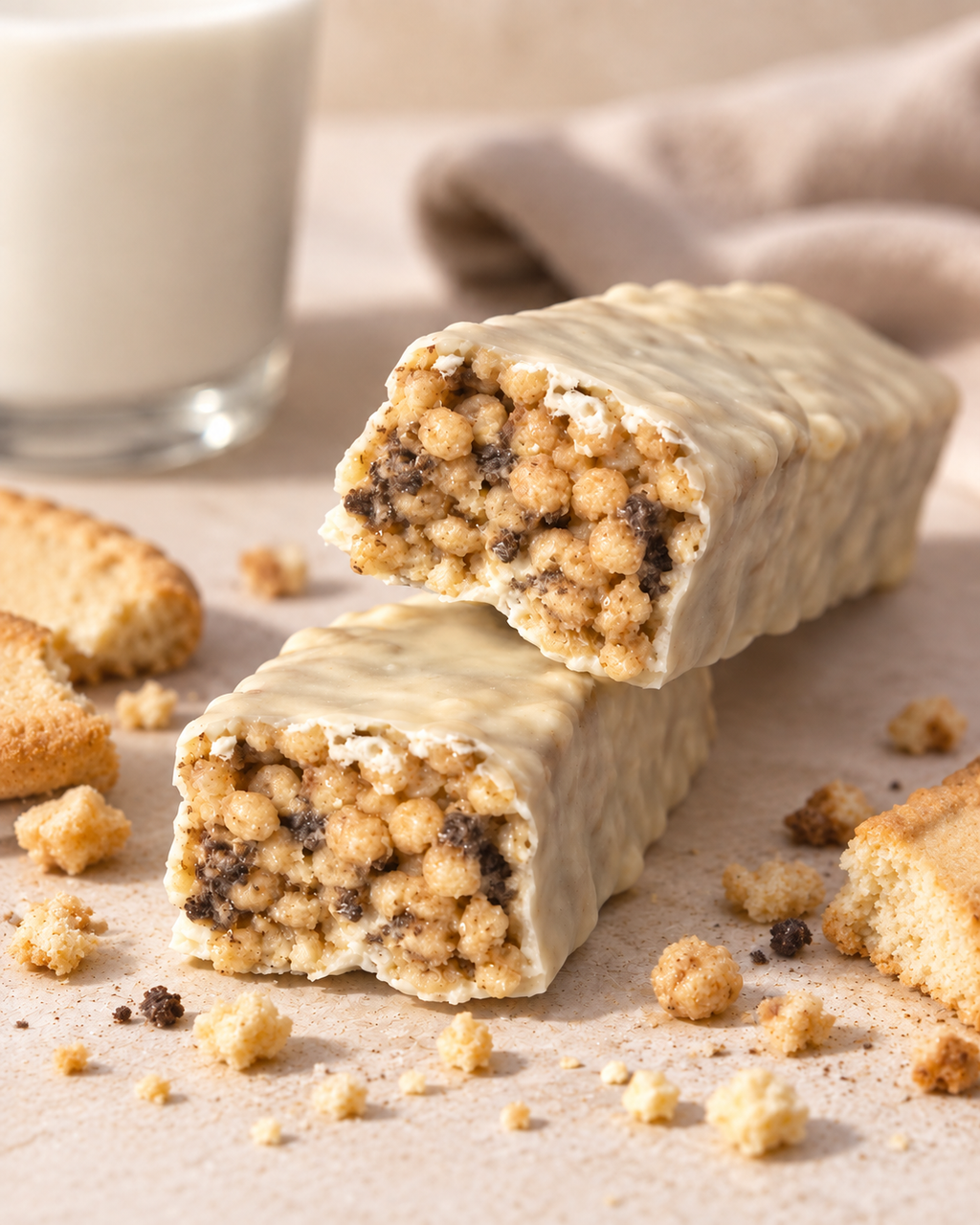 Barre protéinée crémeuse & croustillante – Arôme Cookies & crème